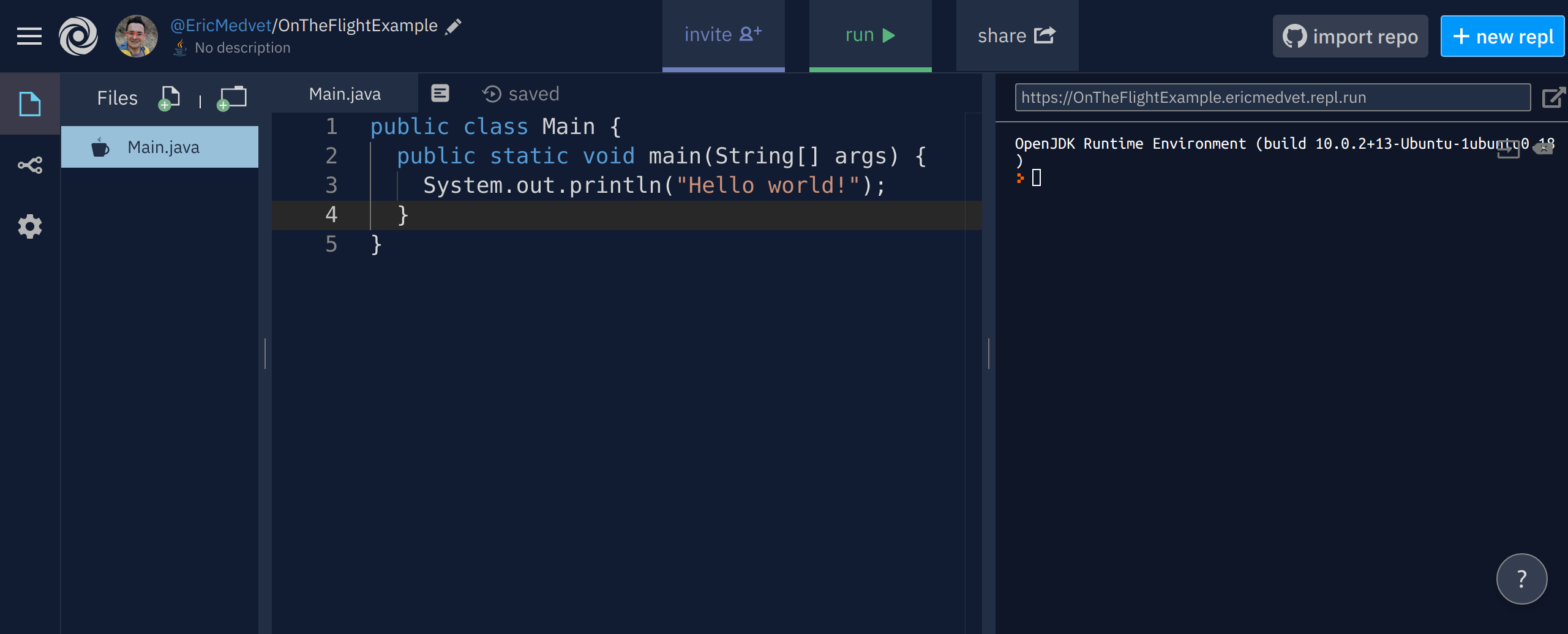 repl.it online IDE