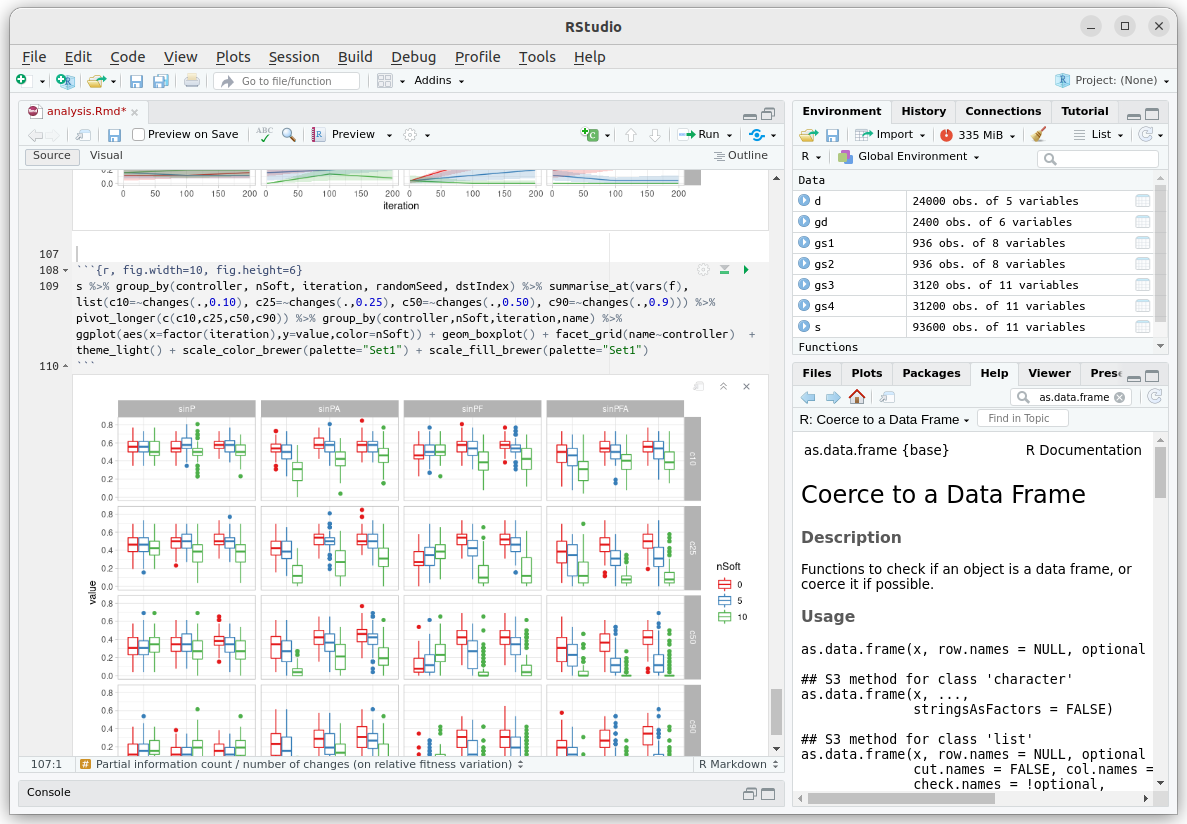 RStudio appearance with a notebook